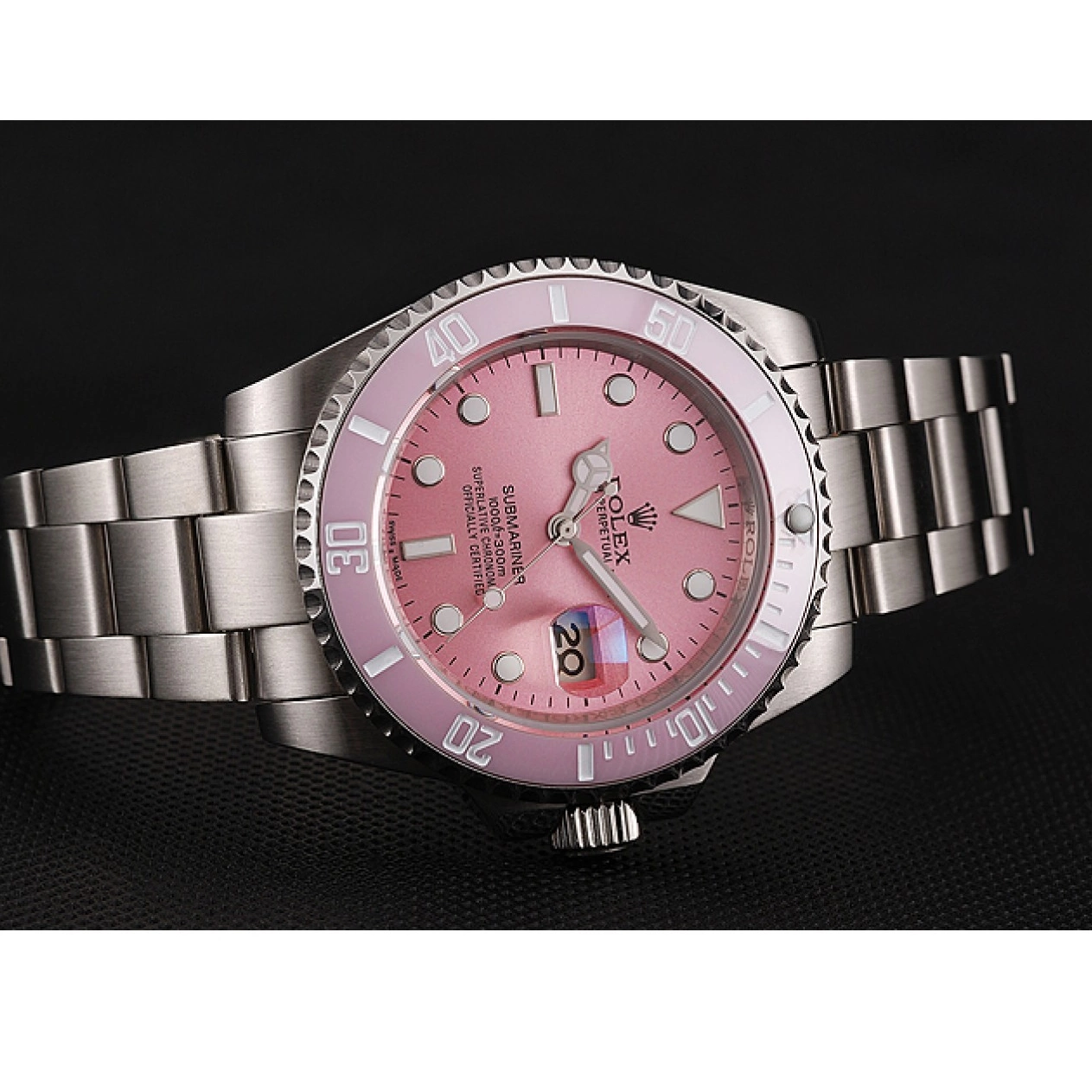Aaa replica Stainless 1453980 Pink Pink Rolex Submariner Swiss Bezel Bracelet Steel Dial 0714